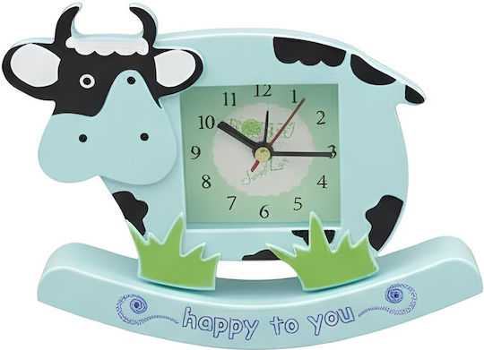 Avizar Analoge Wecker Kinder Kuh Design Happy To You Modell Blau