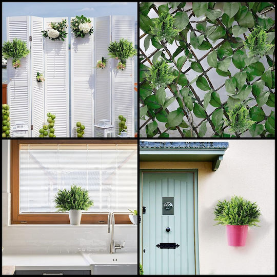 Set 6 Belle Vous Artificial Plants 35 × 29 Cm Fern Leaves Natural Look Uv Resistant Plastic Material Indoor Outdoor Decoration Green
