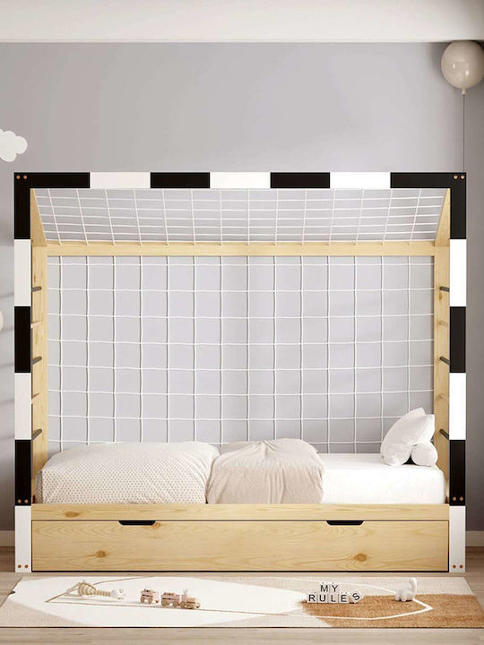 Kids Bed Single with Mattress and Storage Space Beige 90x190cm