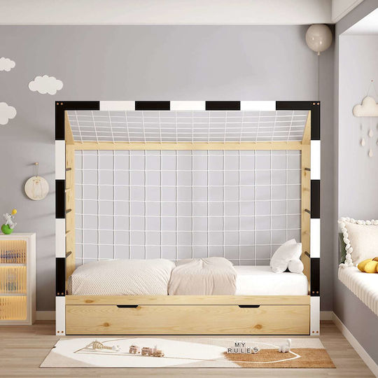 Kinderbett Einzel mit Matratze und Stauraum Beiges 90x190cm