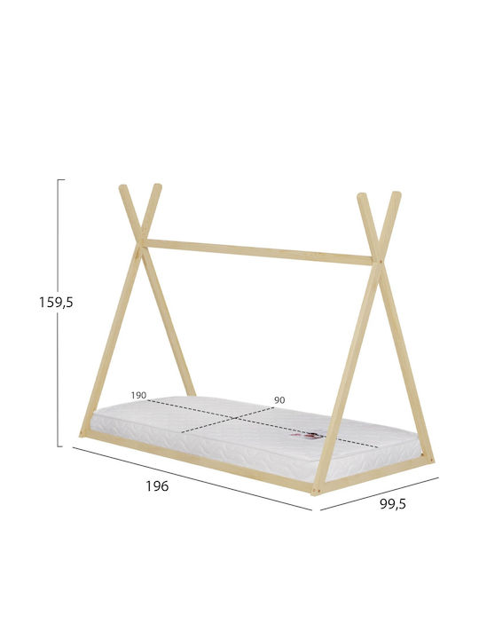 Kids Bed Classic Single with Mattress Beige 90x190cm