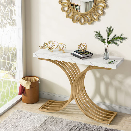 Consolă Metalică cu Suprafață din Marmură White/gold L105xL30xH80buc