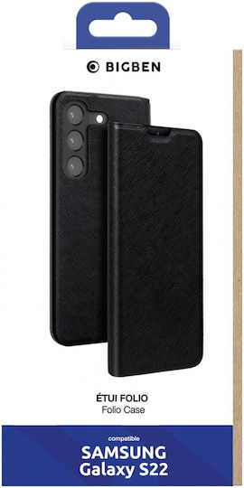 Bigben Case Galaxy S22 Plus Saffiano Effect Stand Function Card Holder Black