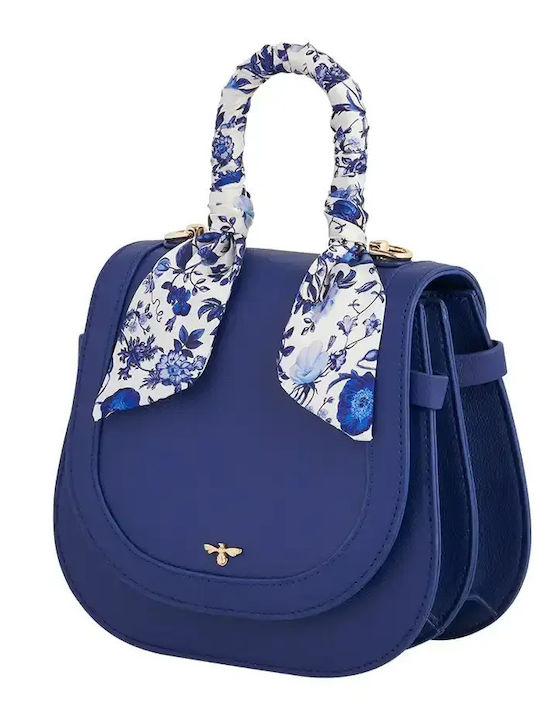 Leder Damentasche Schultertasche Blau