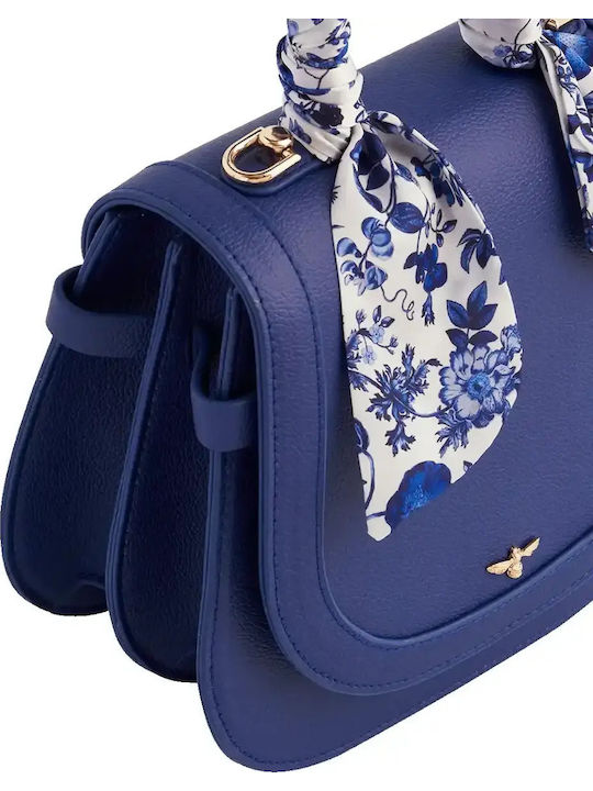 Leder Damentasche Schultertasche Blau