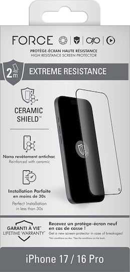Force Glass Ultra-resistant 2.5d Ceramic Shield Tempered Glass Iphone 17/16 Pro Transparent