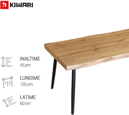 Masa Centrală Rectangulară Daro Din Lemn Masiv Negru Lățime 60xLungime 120xÎnălțime 45 cm