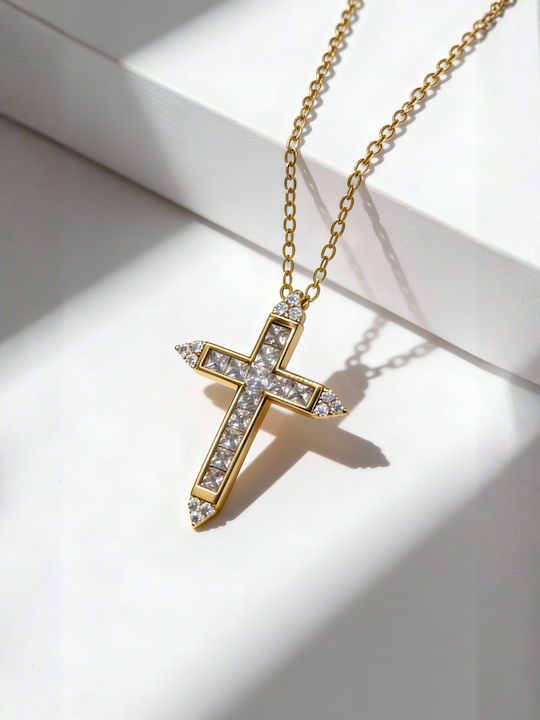 Chrysothemiss Women's Gold Plated Cross with Chain