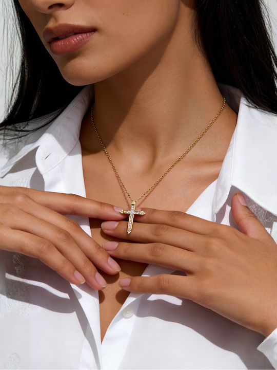 Chrysothemiss Women's Gold Plated Cross with Chain