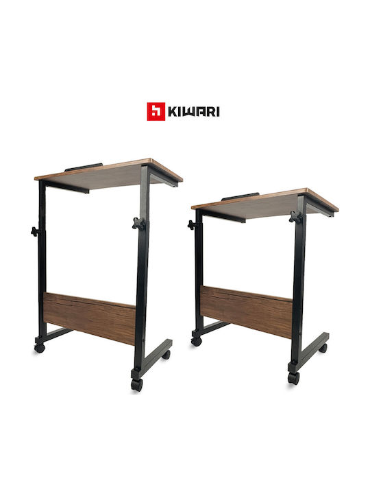 Birou Trek Din Lemn Maro/negru cu Picioare Metalice și Înălțime Reglabilă 60x40x95cm