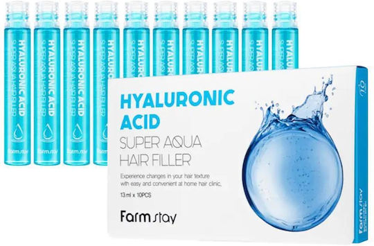 Farm Stay Hyaluronic Acid Super Aqua Hair Filler Hair Ampoules Repair For Women 10x13ml