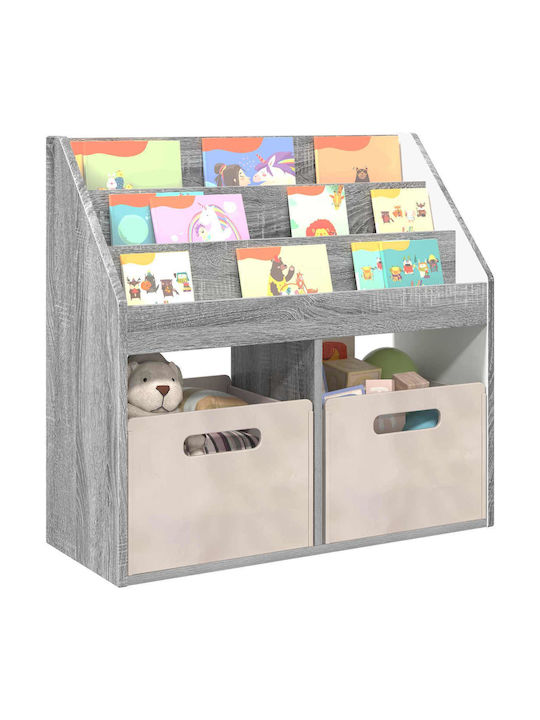 Kids Wooden Bookcase Gray 72.5x29.5x69cm
