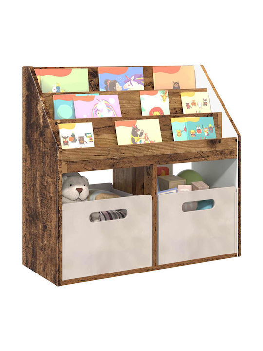 Kids Wooden Bookcase Brown 72.5x29.5x69cm