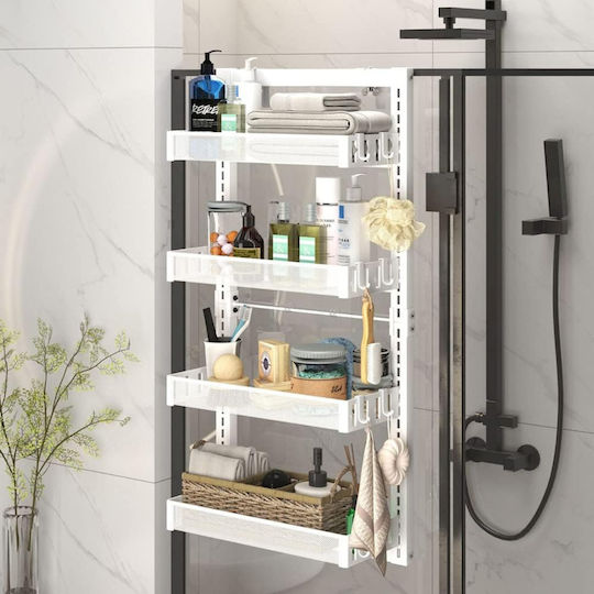 Inco Montat pe perete Raft Baie Metal cu 4 Rafturi 40x17x86cm Gri