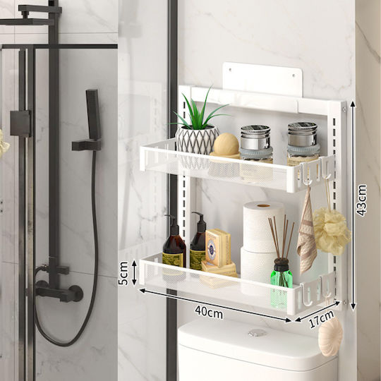 Inco Стенен Рафт за баня Метален 40x17x43см Сива