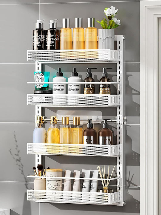 Inco Wall Mounted Bathroom Shelf Metallic with 4 Shelves 40x17x86cm Gray