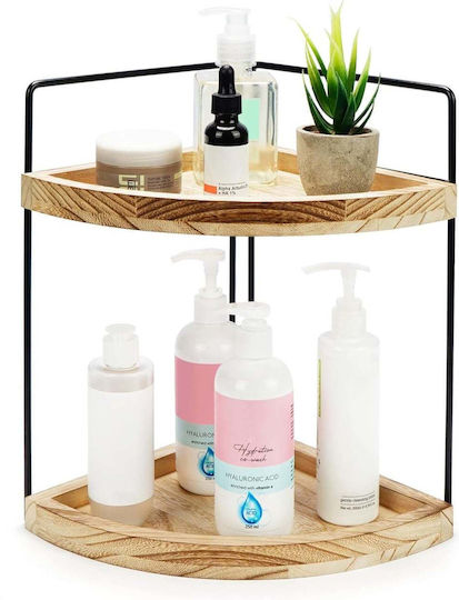 Belle Vous Corner Wall Mounted Bathroom Shelf Wooden 28.5x22x33cm Brown
