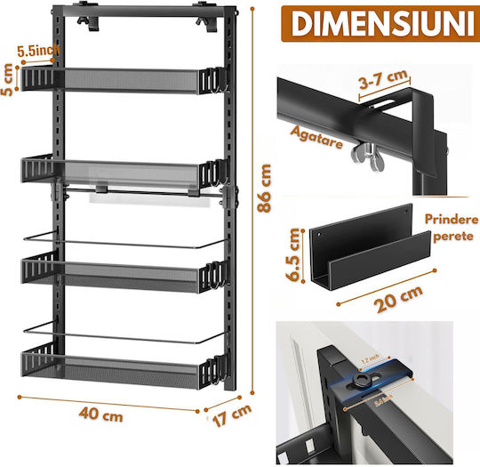 Inco Wall Mounted Bathroom Shelf Metallic with 4 Shelves 40x17x86cm Gray