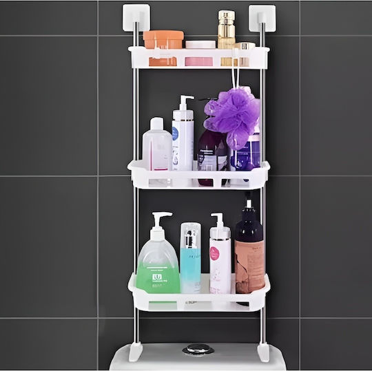 Wall Mounted Bathroom Shelf Metallic 30x14x88cm White