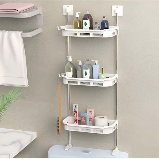 Wall Mounted Bathroom Shelf Metallic 30x14x88cm White