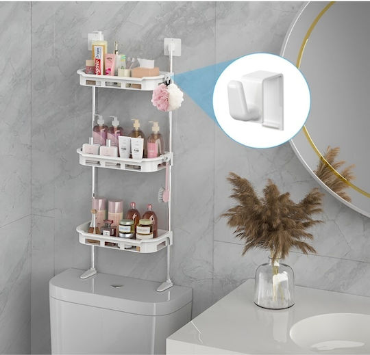 Wall Mounted Bathroom Shelf Metallic 30x14x88cm White
