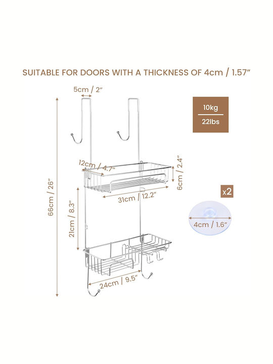 Belle Vous Montat pe perete Raft Baie Metal 31x12x66cm Gri