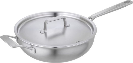 Kuhn Rikon Culinary Fiveply Pan Made of Stainless Steel with Lid with Ceramic Coating 28cm