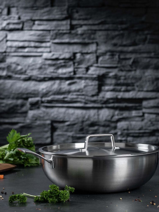 Kuhn Rikon Culinary Fiveply Wok Din Oțel Inoxidabil Cu Capac Cu Acoperire Ceramică 28cm