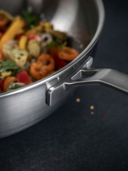 Kuhn Rikon Culinary Fiveply Wok Din Oțel Inoxidabil Cu Capac Cu Acoperire Ceramică 28cm