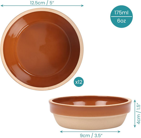 Belle Vous Bol de Servire pentru Sosuri Rotund Ceramică Maro cu Diametru 12.5buc 12buc