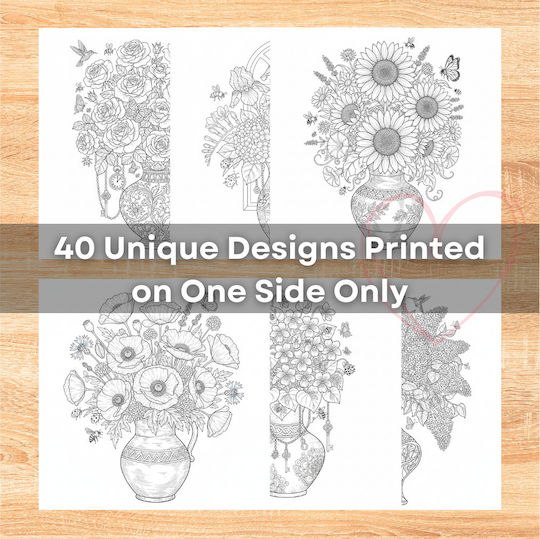 Anti-stress Coloring Book Adults – Mandala Style Flower Vases Thick Pages 40 Illustrations Obro