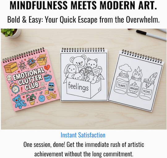 Obro Thick Page Coloring Book – Emotional Clutter Club Whimsical Coco Wyo Style Stress Relief Adults