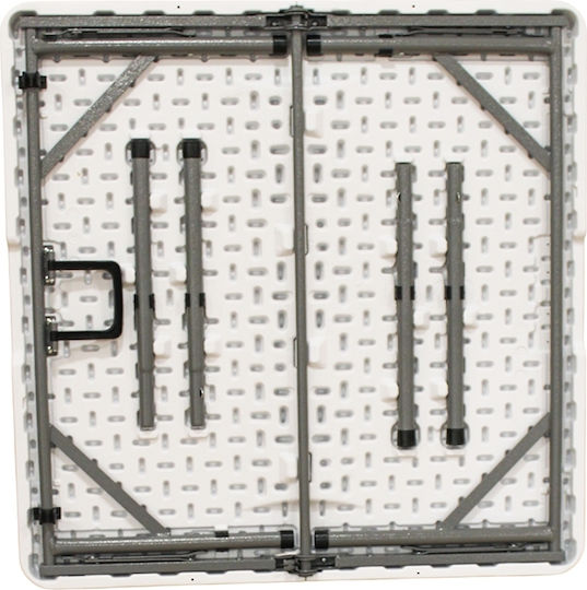 Plastic Catering Garden & Terrace Table for Small Spaces Foldable with Metal Frame White 86x86x74cm