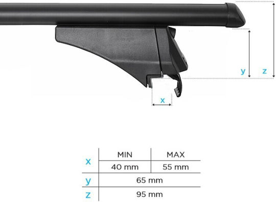 Menabo Aluminum Car Roof Bars Tiger Black 118.5 Cm Black Color Audi Q4 E-tron 5 Doors 2021 Flush Or Raised Rails 2 Pieces 8590/mb Menabo Mp.8590/mb-7