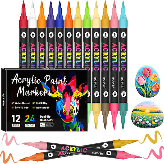 Qova Markere Acrilice Multicolor 12buc
