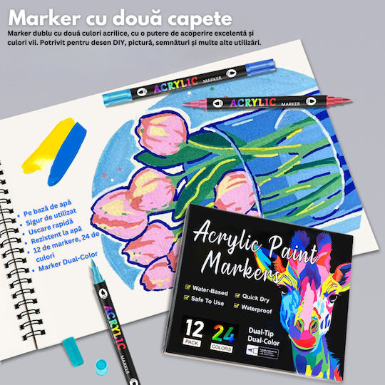 Qova Markere Acrilice Multicolor 12buc
