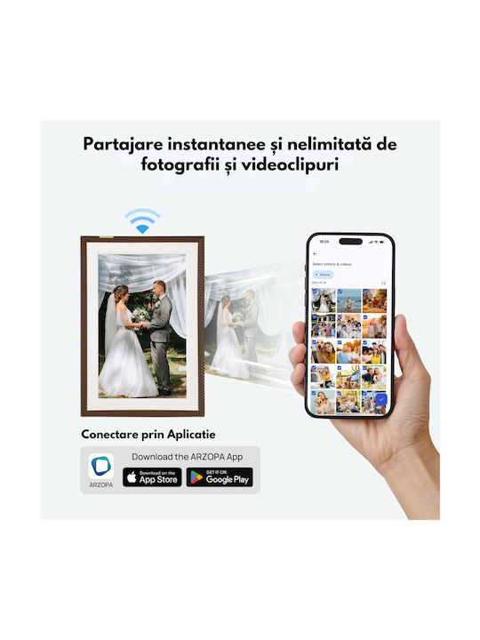 Rama Foto Digitală WiFi 10.1 Inch Ecran IPS HD Memorie 32GB Azorpaandqova D10 Ecran Tactil Suport Card 128GB Redare Foto Video Telecomandă Prin Aplicație 1280x800 IPS HD Ecran Tactil Difuzor