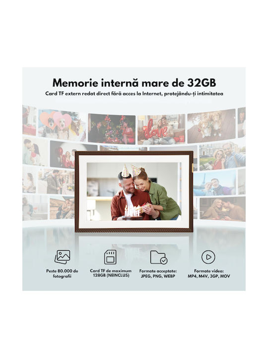 Rama Foto Digitală WiFi 10.1 Inch Ecran IPS HD Memorie 32GB Azorpaandqova D10 Ecran Tactil Suport Card 128GB Redare Foto Video Telecomandă Prin Aplicație 1280x800 IPS HD Ecran Tactil Difuzor