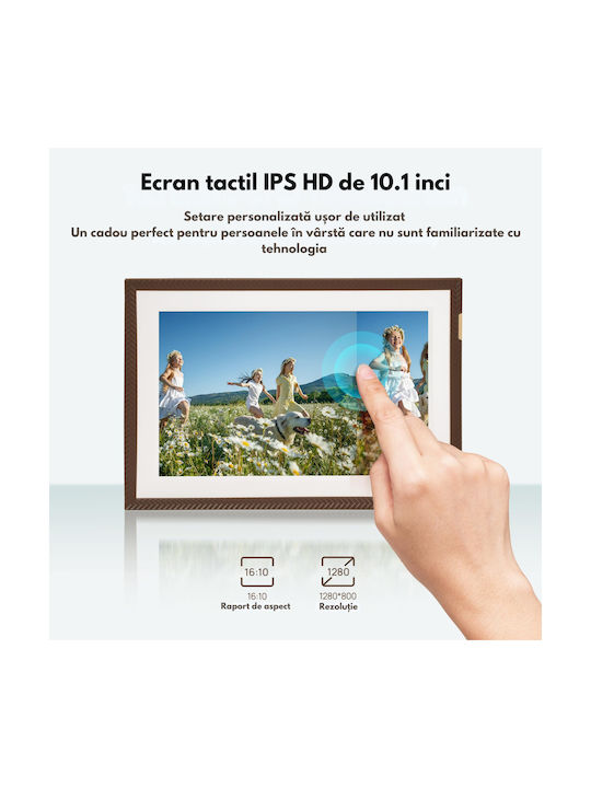 Rama Foto Digitală WiFi 10.1 Inch Ecran IPS HD Memorie 32GB Azorpaandqova D10 Ecran Tactil Suport Card 128GB Redare Foto Video Telecomandă Prin Aplicație 1280x800 IPS HD Ecran Tactil Difuzor