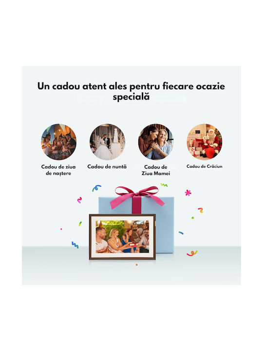 Rama Foto Digitală WiFi 10.1 Inch Ecran IPS HD Memorie 32GB Azorpaandqova D10 Ecran Tactil Suport Card 128GB Redare Foto Video Telecomandă Prin Aplicație 1280x800 IPS HD Ecran Tactil Difuzor