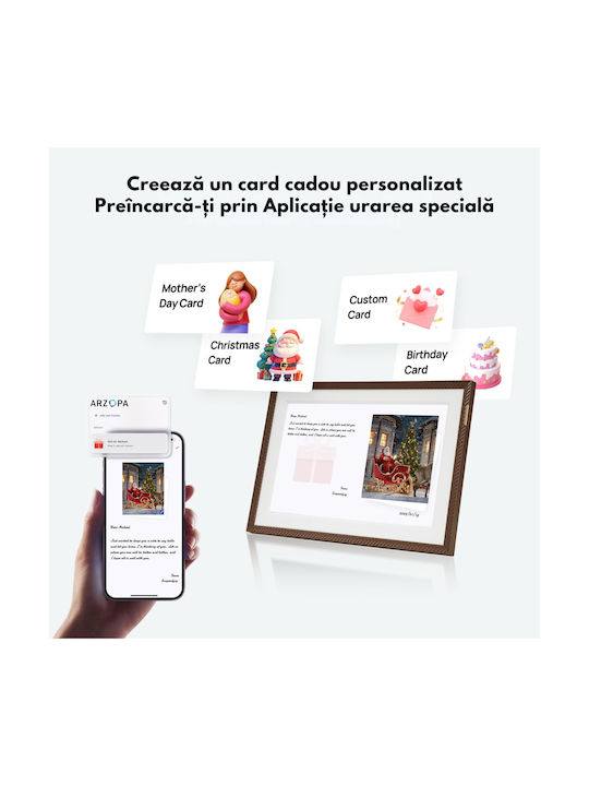 Rama Foto Digitală WiFi 10.1 Inch Ecran IPS HD Memorie 32GB Azorpaandqova D10 Ecran Tactil Suport Card 128GB Redare Foto Video Telecomandă Prin Aplicație 1280x800 IPS HD Ecran Tactil Difuzor