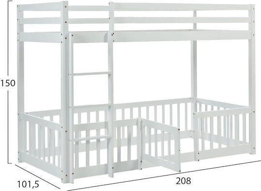 Kids Bed Loft Bed Single White for Mattress 90x190cm