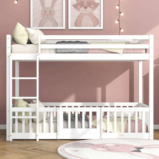 Kids Bed Loft Bed Single White for Mattress 90x190cm