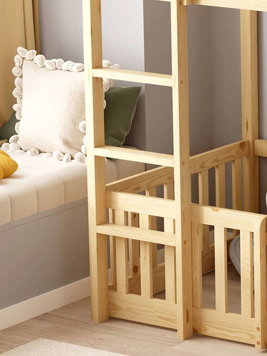 Kinderbett Hochbett Einzeln Beige für Matratze 90x190cm