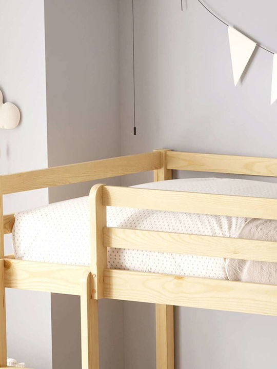 Kinderbett Hochbett Einzeln Beige für Matratze 90x190cm
