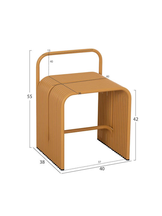 Stool For Living Room Metallic Mustard Color 40x38x55cm