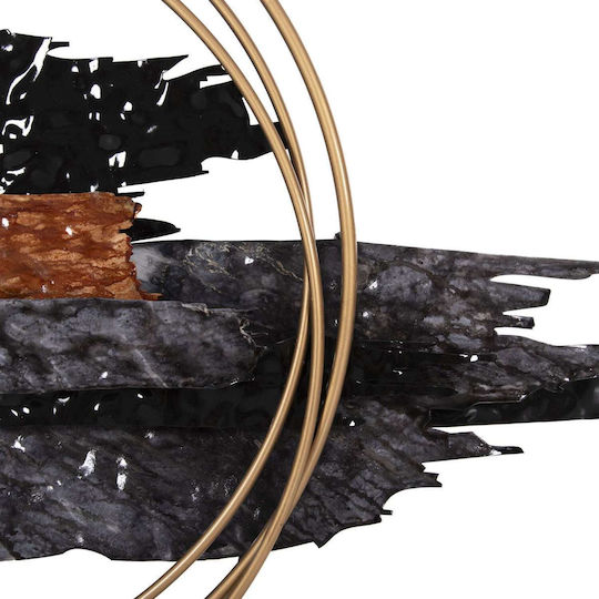 Wanddekoration Geometrisches Element Schwarz aus Metall 144x63cm