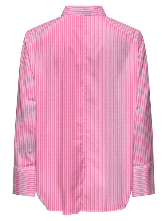 Long Sleeve Women's Shirt Intense Pink Striped