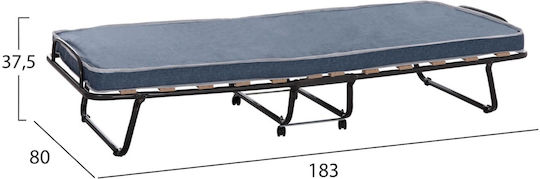 Сгъваемо Ранице с Матрак 6.5см Едно Сиво 183x80x37см