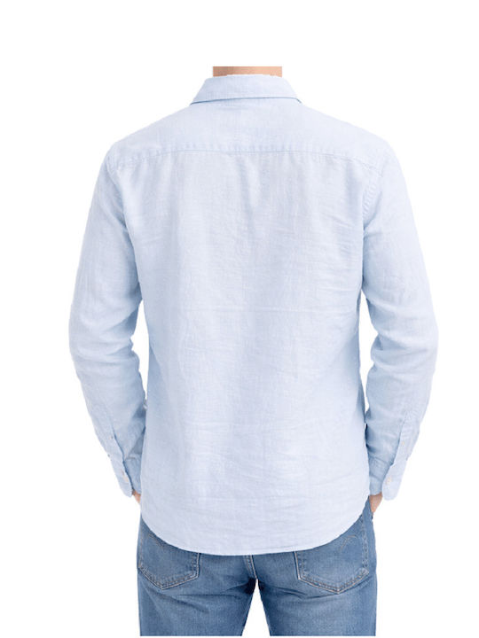 Jack & Jones Λινό Πουκάμισο Γαλάζιο